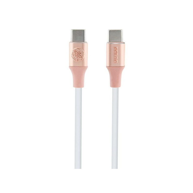 Guess Ebossed Logo USB-C / USB-C 1,5 m greito įkrovimo laidas – rožinė