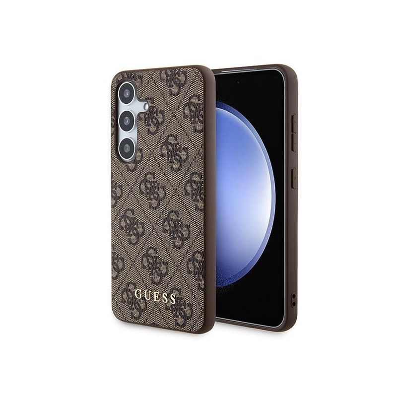 Guess 4G Metal Gold Logo dėklas, skirtas Samsung Galaxy A55 - rudas