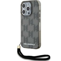 Karl Lagerfeld IML Mono KL Pattern & Cord dėklas, skirtas iPhone 15 Pro Max - juodas