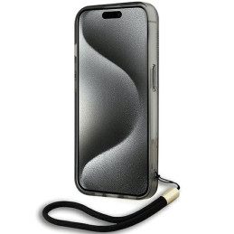 Karl Lagerfeld IML Mono KL Pattern & Cord dėklas, skirtas iPhone 15 Pro Max - juodas