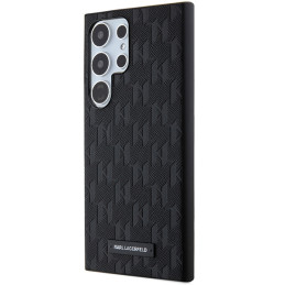 Karl Lagerfeld Saffiano Mono Metal Logo dėklas, skirtas Samsung Galaxy S24 Ultra - juodas