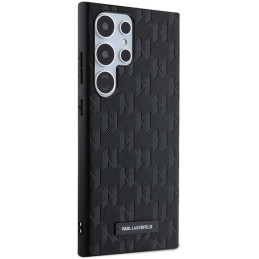 Karl Lagerfeld Saffiano Mono Metal Logo dėklas, skirtas Samsung Galaxy S24 Ultra - juodas