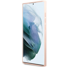 Karl Lagerfeld Silicone Choupette Metal Pin dėklas Samsung Galaxy S24 Ultra - rožinis
