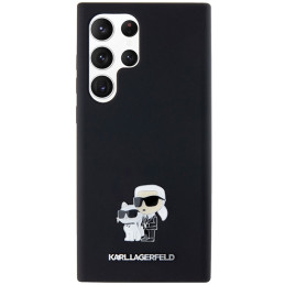 Karl Lagerfeld Silicone Karl&Choupette Metal Pin dėklas Samsung Galaxy S24 Ultra - juodas