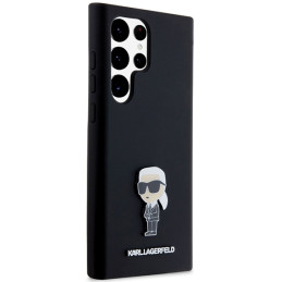 Karl Lagerfeld Silicone Ikonik Metal Pin dėklas Samsung Galaxy S24 Ultra - juodas