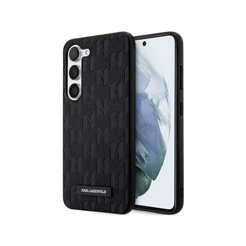 Karl Lagerfeld Saffiano Mono Metal Logo dėklas, skirtas Samsung Galaxy S24 - juodas