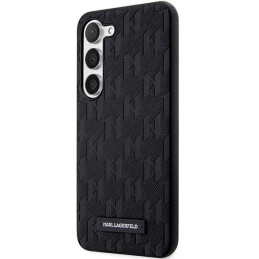 Karl Lagerfeld Saffiano Mono Metal Logo dėklas, skirtas Samsung Galaxy S24 - juodas
