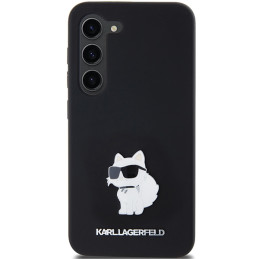 Karl Lagerfeld Silicone Choupette Metal Pin dėklas Samsung Galaxy S24 - juodas