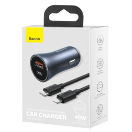 Baseus Golden Contactor Pro greitas automobilinis įkroviklis USB Type C / USB 40 W Power Delivery 3.0 Quick Charge 4+ SC...