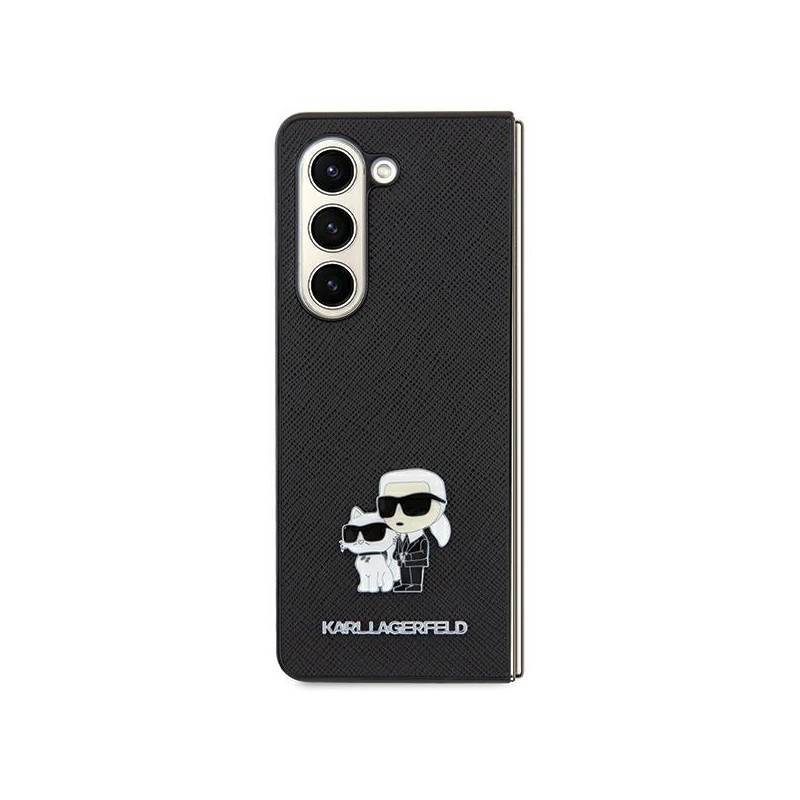 Karl Lagerfeld Saffiano Karl&Choupette Pin dėklas, skirtas Samsung Galaxy A55 - juodas