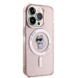 Karl Lagerfeld IML Choupette MagSafe dėklas iPhone 14 Pro - rožinis