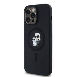 Karl Lagerfeld Silicone Karl&Choupette MagSafe dėklas iPhone 14 Pro - juodas