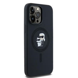 Karl Lagerfeld Silicone Karl&Choupette MagSafe dėklas iPhone 14 Pro - juodas