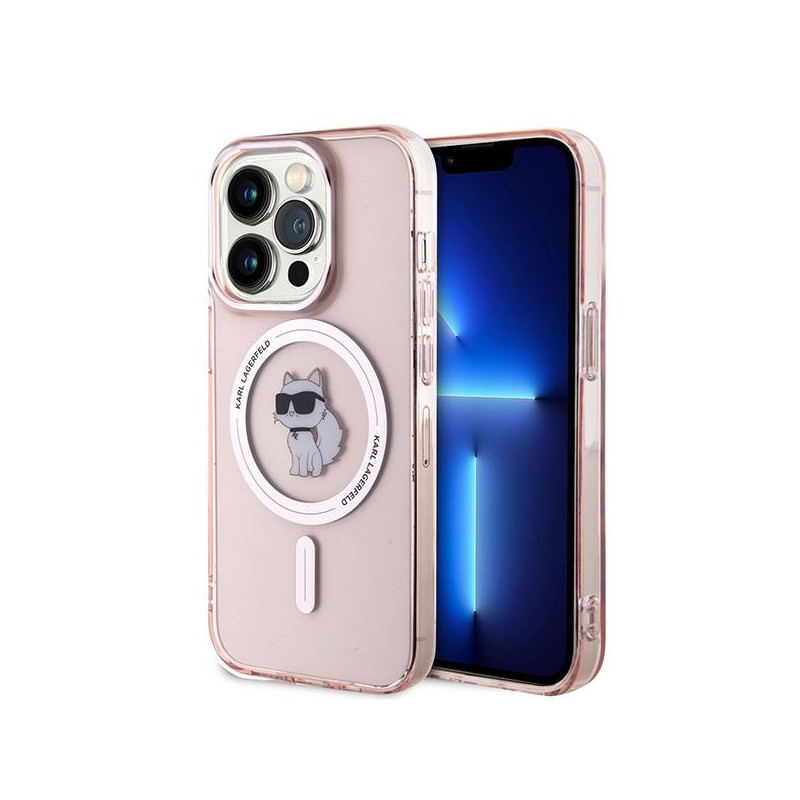 Karl Lagerfeld IML Choupette MagSafe dėklas iPhone 14 Pro Max - rožinis