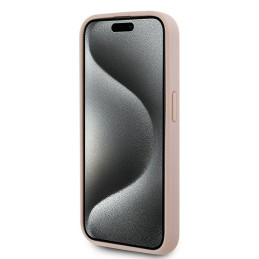 Karl Lagerfeld Leather Monogram Metal Logo dėklas iPhone 15 Pro - rožinis