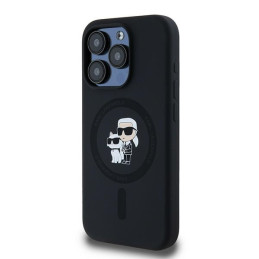 Karl Lagerfeld Silicone Karl&Choupette MagSafe dėklas iPhone 15 Pro - juodas