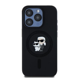 Karl Lagerfeld Silicone Karl&Choupette MagSafe dėklas iPhone 15 Pro - juodas