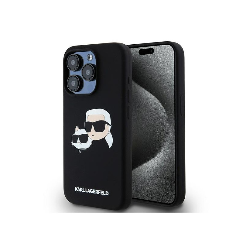 Karl Lagerfeld Silicone Karl&Choupette MagSafe dėklas iPhone 15 Pro - juodas