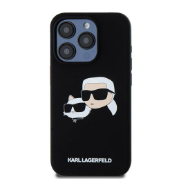 Karl Lagerfeld Silicone Karl&Choupette MagSafe dėklas iPhone 15 Pro - juodas