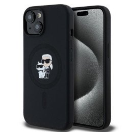 Karl Lagerfeld Silikoninis Karl&Choupette MagSafe dėklas skirtas iPhone 15 Plus / 14 Plus - juodas