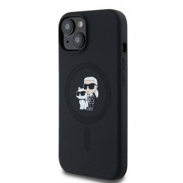 Karl Lagerfeld Silikoninis Karl&Choupette MagSafe dėklas skirtas iPhone 15 Plus / 14 Plus - juodas