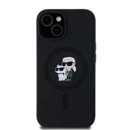 Karl Lagerfeld Silikoninis Karl&Choupette MagSafe dėklas skirtas iPhone 15 Plus / 14 Plus - juodas