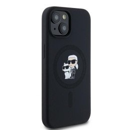 Karl Lagerfeld Silikoninis Karl&Choupette MagSafe dėklas skirtas iPhone 15 Plus / 14 Plus - juodas