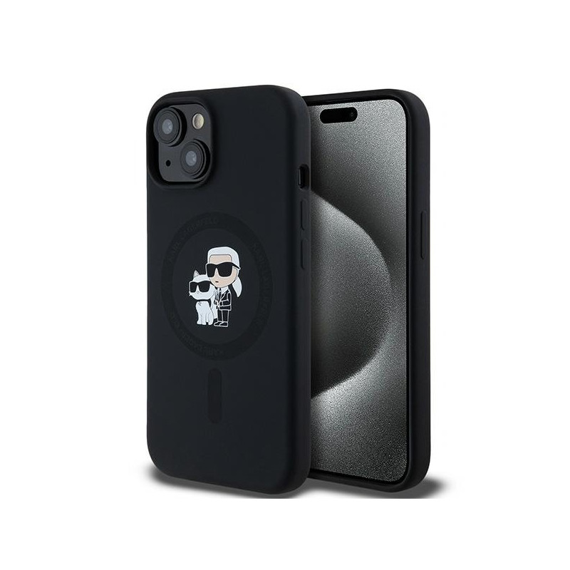 Karl Lagerfeld Silikoninis Karl&Choupette MagSafe dėklas iPhone 15 / 14 / 13 - juodas