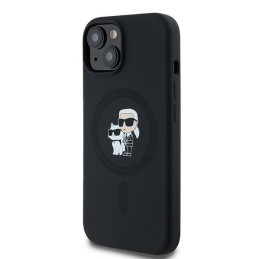 Karl Lagerfeld Silikoninis Karl&Choupette MagSafe dėklas iPhone 15 / 14 / 13 - juodas