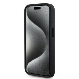 Karl Lagerfeld Leather Monogram Metal Logo dėklas, skirtas iPhone 15 Pro Max - juodas