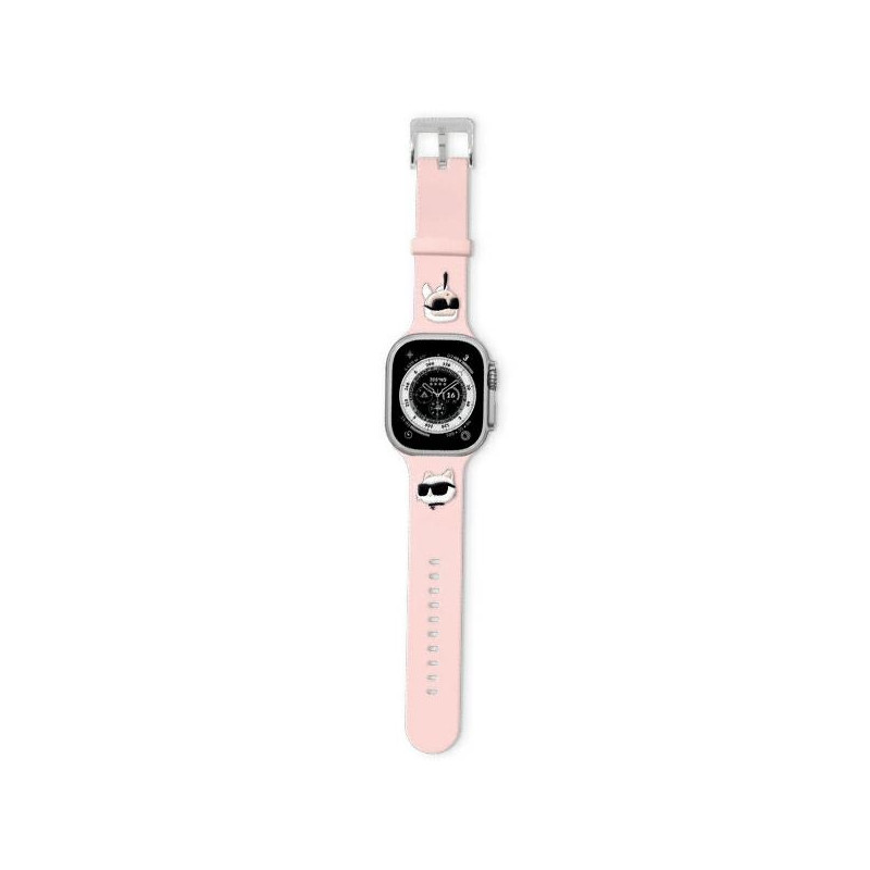 Karl Lagerfeld 3D guminis Karl&Choupette Heads dirželis Apple Watch 38/ 40/ 41mm – rožinis