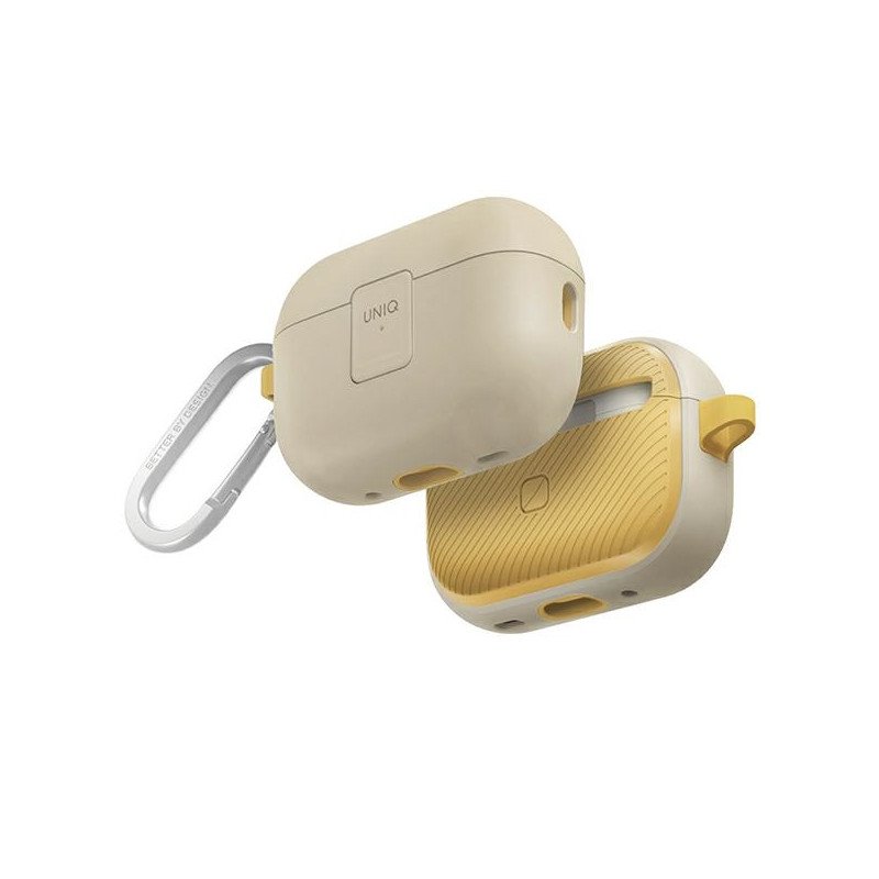 UNIQ Clyde Lock Case, skirtas AirPods Pro 2 (2022/ 2023) – smėlio ir geltonos spalvos