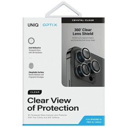UNIQ Optix Clear Camera Lens Protector iPhone 15 Pro fotoaparato objektyvui su aplikatoriumi - skaidrus