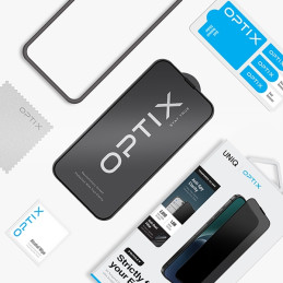 UNIQ Optix Privacy grūdintas stiklas skirtas iPhone 15 Pro Max su aplikatoriumi