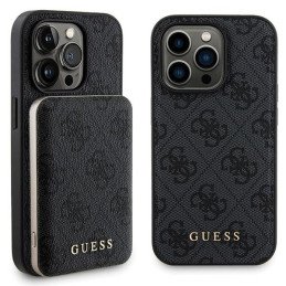 Guess 4G Metal Logo dėklo rinkinys iPhone 15 Pro + 5000mAh MagSafe maitinimo blokas - juodas