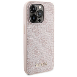 Guess 4G Metal Logo dėklo rinkinys iPhone 15 Pro Max + 5000mAh MagSafe maitinimo blokas - rožinė