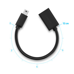 Ugreen US249 10383 mini USB-B (vyriškas) / USB-A (moteris) OTG adapteris 10 cm - pilkas