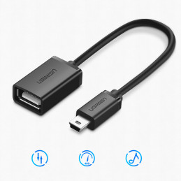 Ugreen US249 10383 mini USB-B (vyriškas) / USB-A (moteris) OTG adapteris 10 cm - pilkas