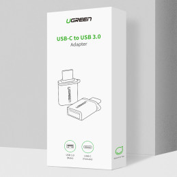 Ugreen US270 USB-C (vyriškas) / USB-A 3.0 (moteriškas) adapteris su dirželiu – pilka