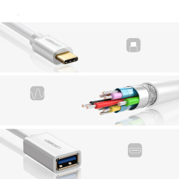 Ugreen US154 30702 USB-A 3.0 (moteris) / USB-C 3.0 (vyriškas) OTG adapteris – baltas
