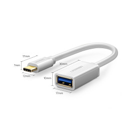 Ugreen US154 30702 USB-A 3.0 (moteris) / USB-C 3.0 (vyriškas) OTG adapteris – baltas