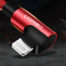 Ugreen US299 60555 kampinis Lightning / USB-A MFi kabelis 2,4A 1m - raudonas