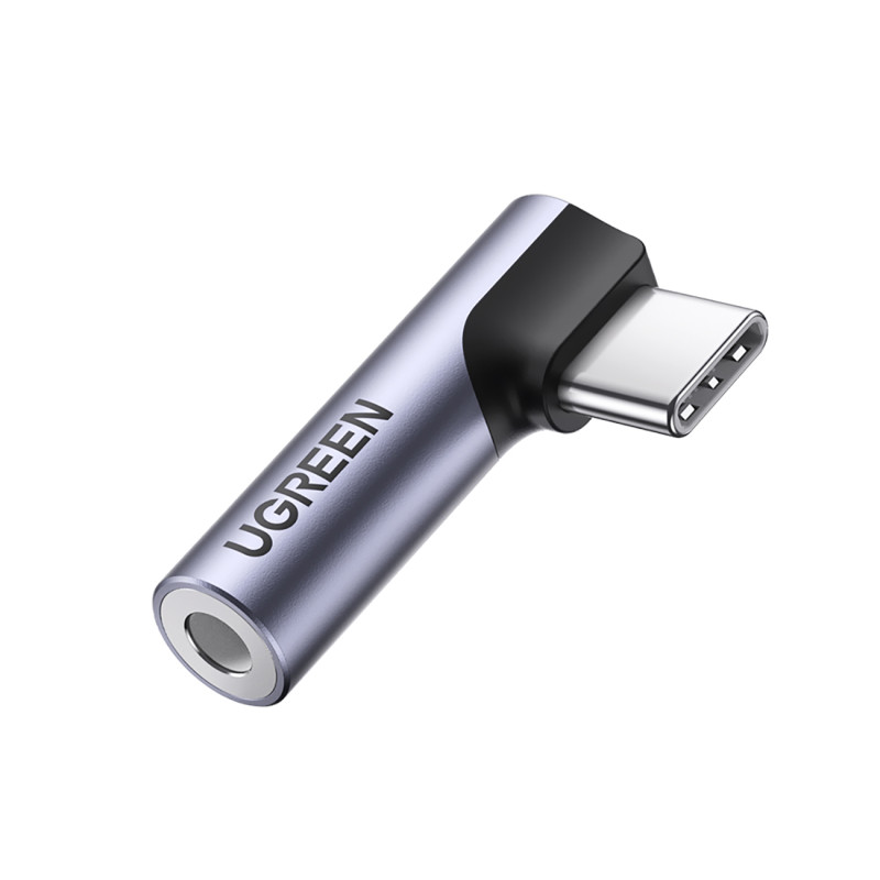 Ugreen AV154 80384 USB-C adapteris (vyriškas) kampinis / mini lizdas 3,5 mm (moteris) – pilka
