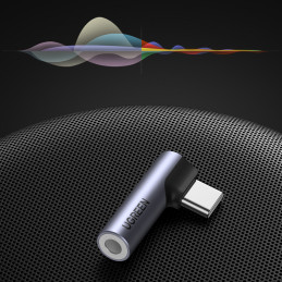 Ugreen AV154 80384 USB-C adapteris (vyriškas) kampinis / mini lizdas 3,5 mm (moteris) – pilka