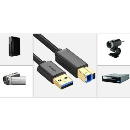 Ugreen US210 30753 spausdintuvo kabelis USB-A 3.0 / USB-B 5Gbps 1m – juodas