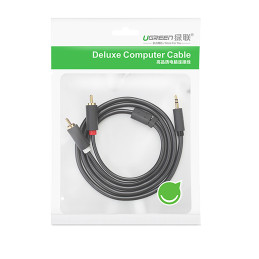 Ugreen AV102 10772 kabelis 3,5 mm mini lizdas (vyriškas) / 2RCA (vyras) 1 m - pilkas