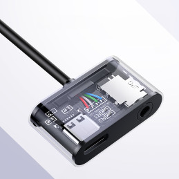 Ugreen CM193 50596 garso adapteris dviejų prievadų USB-C (vyriškas) - mini lizdas 3,5 mm / USB-C (moteris) - pilkas