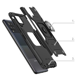 Wozinsky Ring Armor Armored Hybrid Case Cover + Magnetinis laikiklis, skirtas Samsung Galaxy A42 5G raudonas