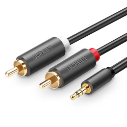 Ugreen AV102 10510 kabelis 3,5 mm mini lizdas (vyriškas) / 2RCA (vyras) 2 m - pilkas