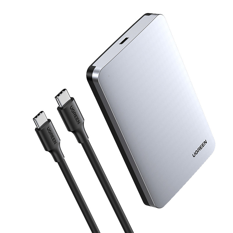 Ugreen CM300 70499 skyrius 2,5 colio SATA 3.0 6Gbps kietajam diskui – pilkas + USB-C – USB-C laidas 0,5 m